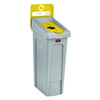 Rubbermaid® Commercial Slim Jim Recycling Station Kit, 1-Stream Bottles and Cans, 23 gal, Plastic, Yellow/Gray Indoor Recycling Bins - Office Ready