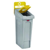 Rubbermaid® Commercial Slim Jim Recycling Station Kit, 1-Stream Bottles and Cans, 23 gal, Plastic, Yellow/Gray Indoor Recycling Bins - Office Ready