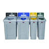 Rubbermaid® Commercial Slim Jim Recycling Station Kit, 1-Stream Bottles and Cans, 23 gal, Plastic, Yellow/Gray Indoor Recycling Bins - Office Ready