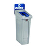 Rubbermaid® Commercial Slim Jim Recycling Station Kit, 1-Stream Mixed Recycling, 23 gal, Plastic, Gray/Blue Indoor Recycling Bins - Office Ready