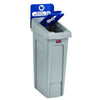 Rubbermaid® Commercial Slim Jim Recycling Station Kit, 1-Stream Mixed Recycling, 23 gal, Plastic, Gray/Blue Indoor Recycling Bins - Office Ready