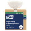 Tork Light Duty Cleaning Cloth Pop Up Box, 1-Ply, 8.3 x 16.1, White, 120 Cloths/Pack, 10 Packs/Carton Reusable Towels & Wipes - Office Ready