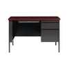 Alera® Single Pedestal Steel Desk, 45" x 24" x 29.5", Mahogany/Charcoal, Charcoal Legs Pedestal Office Desks - Office Ready