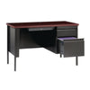 Alera® Single Pedestal Steel Desk, 45" x 24" x 29.5", Mahogany/Charcoal, Charcoal Legs Pedestal Office Desks - Office Ready