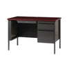 Alera® Single Pedestal Steel Desk, 45" x 24" x 29.5", Mahogany/Charcoal, Charcoal Legs Pedestal Office Desks - Office Ready