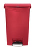 Rubbermaid® Commercial Slim Jim® Streamline® Resin Step-On Container, Front Step Style, 8 gal, Polyethylene, Red Indoor All-Purpose Waste Bins - Office Ready