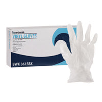 Boardwalk® Exam Vinyl Gloves, Powder/Latex-Free, 3 3/5 mil, Clear, Small, 100/Box Exam Gloves, Vinyl - Office Ready