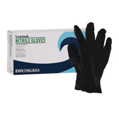 Boardwalk® Disposable General-Purpose Nitrile Gloves, Large, Black, 4.4 mil, 100/Box