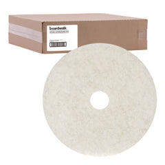 Boardwalk® Natural White Burnishing Floor Pads, 24" Diameter, White, 5/Carton