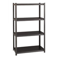 Alera® Steel Shelving Unit with Laminate Shelves, Four-Shelf, 36w x 18d x 60h, Steel, Black/Gun Metal Gray Multiuse Shelving, Open - Office Ready