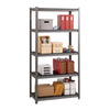 Alera® Steel Shelving Unit with Laminate Shelves, Five-Shelf, 36w x 18d x 72h, Steel, Black/Gun Metal Gray Multiuse Shelving, Open - Office Ready