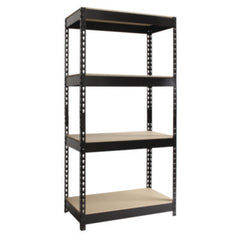 Alera® Steel Shelving Unit with Particleboard Shelves, Four-Shelf, 30w x 16d x 60h, Steel, Black