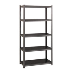 Alera® Steel Shelving Unit with Laminate Shelves, Five-Shelf, 36w x 18d x 72h, Steel, Black/Gun Metal Gray