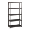 Alera® Steel Shelving Unit with Laminate Shelves, Five-Shelf, 36w x 18d x 72h, Steel, Black/Gun Metal Gray Multiuse Shelving, Open - Office Ready