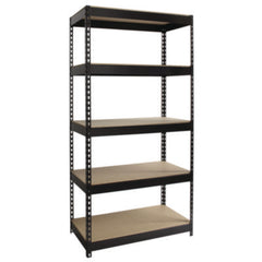 Alera® Steel Shelving Unit with Particleboard Shelves, Five-Shelf, 36w x 18d x 72h, Steel, Black