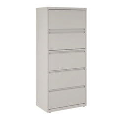 Alera® Lateral File, 5 Legal/Letter-Size File Drawers, Light Gray, 30" x 18.62" x 67.62"