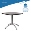 Iceberg CaféWorks™ Table, Square, 36" x 36" x 30", Graphite Granite/Silver Indoor Dining & Cafe Tables - Office Ready