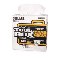 TOOLBOX® Z300 Pop-Up Wipers, 1-Ply, 8.5 x 16.5, White, 8/Carton