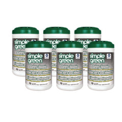 Simple Green® Safety Towels, 1-Ply, 10 x 11.75, White, Unscented, 75/Canister, 6 Canisters/Carton