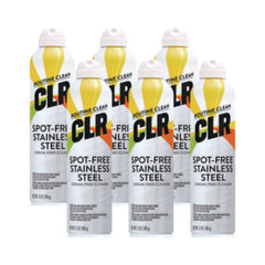 CLR® Spot-Free Stainless Steel Cleaner, Citrus, 12 oz Can, 6/Carton