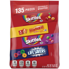 MARS Skittles, Starburst & Life Savers Fun Size Fruity Candy Assortment, Starburst and Life Savers Fun Size Fruity Candy Assortment, 45.85 oz Bag, 135 Pieces, Individually Wrapped