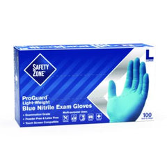 Safety Zone® ProGuard® Nitrile Gloves, Powder-Free, 3 mil, Blue, Large, 1,000/Carton