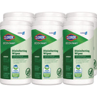 Clorox® CloroxPro® CloroxPro™ EcoClean™ Disinfecting Wipes, 1-Ply, 8 x 7, Unscented, White, 6/Carton Cleaner/Detergent Wet Wipes - Office Ready