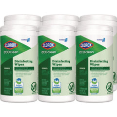 Clorox® CloroxPro® CloroxPro™ EcoClean™ Disinfecting Wipes, 1-Ply, 8 x 7, Unscented, White, 6/Carton