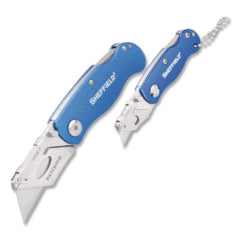 Sheffield Folding Lock Back® Utility Knife Set, 1 Standard, 1 Mini, Blue