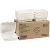 Pactiv Evergreen EarthChoice PFAS Free Compostable Hinged Lid Container, 9 x 9 x 3, White, Sugarcane, 150/Carton Takeout Food Containers - Office Ready