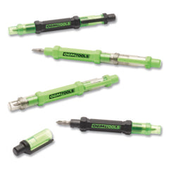 OEMTOOLS® 6-Way Pen-Style Screw & Nut Driver, Phillips/Slotted Bits, Metric Sockets, 5.38" Long, Black/Green, Green/Clear, 4/Pack