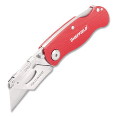 Sheffield Quick Change Lock Back® Utility Knife, 1.25" Blade, 3.5" Aluminum Handle, Red