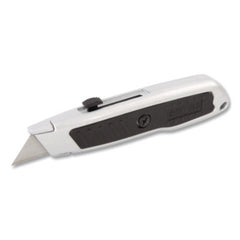 Sheffield Retractable Utility Knife, 1.25" Blade, 3.5" Plastic Handle, Black/Gray