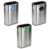 Alpine Industries 10.5 Gallon Recycle, Trash and Compost Combo Station, Trash and Compost Combo Station, Brushed Stainless Steel Indoor Recycling Bins - Office Ready
