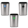 Alpine Industries 10.5 Gallon Recycle, Trash and Compost Combo Station, Trash and Compost Combo Station, Brushed Stainless Steel Indoor Recycling Bins - Office Ready