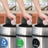 Alpine Industries 17 Gallon Stainless Steel Indoor Recycling, Trash and Compost Bins with Swivel Lid, Trash and Compost Bins with Swivel Lid Indoor Recycling Bins - Office Ready
