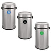 Alpine Industries 17 Gallon Stainless Steel Indoor Recycling, Trash and Compost Bins with Swivel Lid, Trash and Compost Bins with Swivel Lid Indoor Recycling Bins - Office Ready