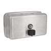 Alpine Industries Horizontal Manual Surface-Mounted Stainless Steel Liquid Soap Dispenser, 40 oz, 2.8 x 8.1 x 4.8, Brushed Stainless Steel Liquid Soap Dispensers, Manual - Office Ready