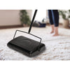 Alpine Industries Manual Triple Brush Carpet and Floor Sweeper, 42.5" Handle, Black Carpet Sweeper Brooms - Office Ready