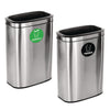 Alpine Industries 10.5-Gallon Compost and Trash Station, Brushed Stainless Steel Indoor Recycling Bins - Office Ready