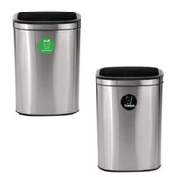 Alpine Industries 10.5-Gallon Compost and Trash Station, Brushed Stainless Steel Indoor Recycling Bins - Office Ready