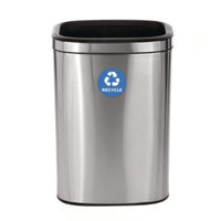 Alpine Industries 10.5 Gallon Slim Recycling Can, Brushed Stainless Steel Indoor Recycling Bins - Office Ready
