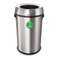 Alpine Industries 17 Gallon Stainless Steel Open Top Compost Stationn Indoor Recycling Bins - Office Ready