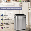 Alpine Industries Stainless Steel Rectangular Liner Open Top Trash Can, 2.6 gal, Brushed Stainless Steel Indoor All-Purpose Waste Bins - Office Ready