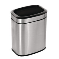 Alpine Industries Stainless Steel Rectangular Liner Open Top Trash Can, 2.6 gal, Brushed Stainless Steel Indoor All-Purpose Waste Bins - Office Ready