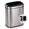 Alpine Industries Stainless Steel Rectangular Liner Open Top Trash Can, 5.3 gal, Brushed Stainless Steel Indoor All-Purpose Waste Bins - Office Ready