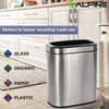 Alpine Industries Stainless Steel Rectangular Liner Open Top Trash Can, 5.3 gal, Brushed Stainless Steel Indoor All-Purpose Waste Bins - Office Ready