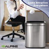 Alpine Industries Stainless Steel Rectangular Liner Open Top Trash Can, 5.3 gal, Brushed Stainless Steel Indoor All-Purpose Waste Bins - Office Ready