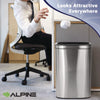 Alpine Industries Stainless Steel Rectangular Liner Open Top Trash Can, 10.5 gal, Brushed Stainless Steel Indoor All-Purpose Waste Bins - Office Ready