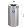 Alpine Industries 27 Gallon Stainless Steel Recycling Can, Brushed Stainless Steel Indoor Recycling Bins - Office Ready